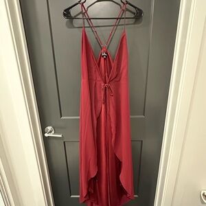 Lulu's Burgundy Backless Maxi Dress